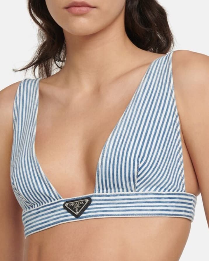 Prada Striped Denim Halter Bra Top - Image 6