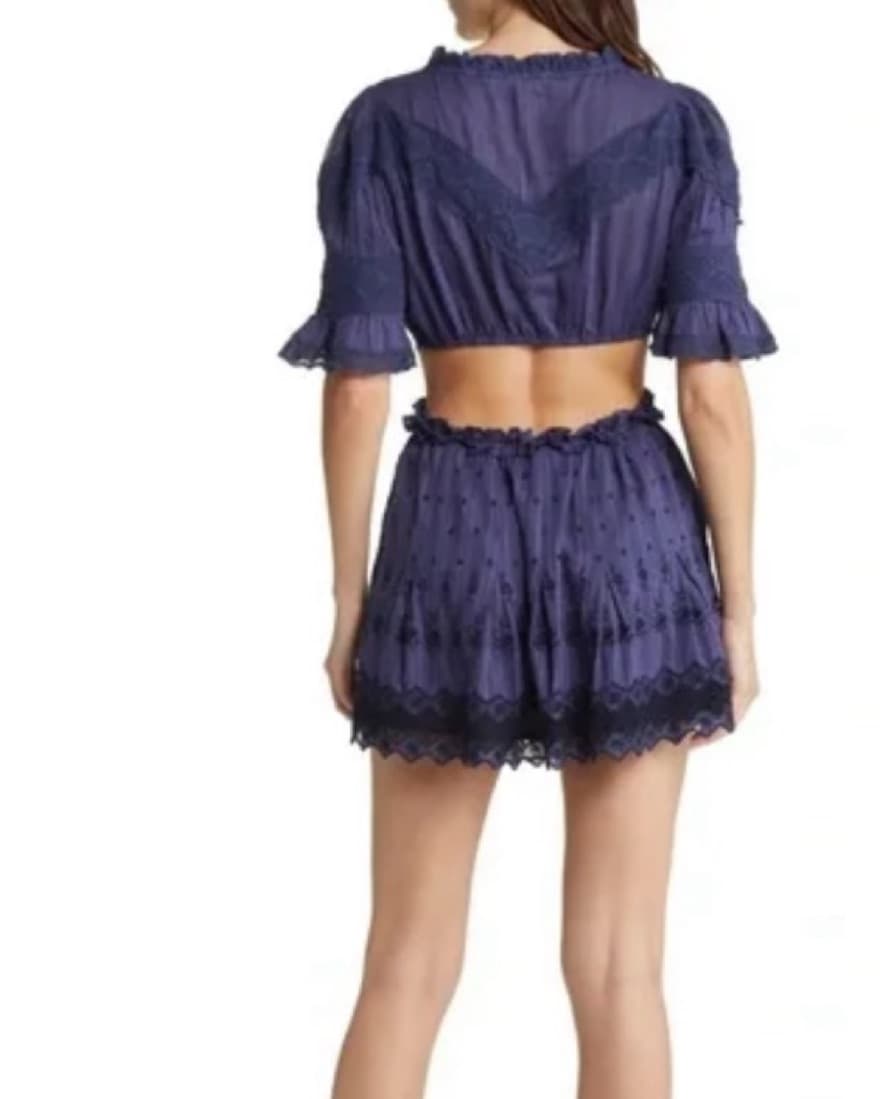 LoveShackFancy Navy Cutout Mini Dress - Image 2