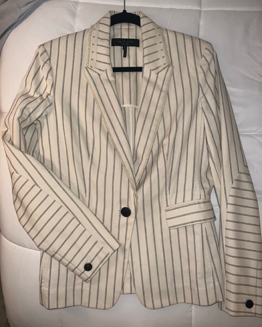 Cream & Black One Button Blazer - Image 2