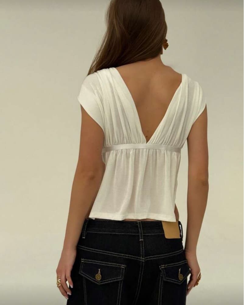 White Draped Shirt - Image 3