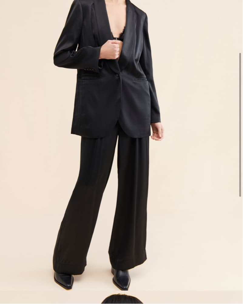 Black Satin Blazer Set - Image 1