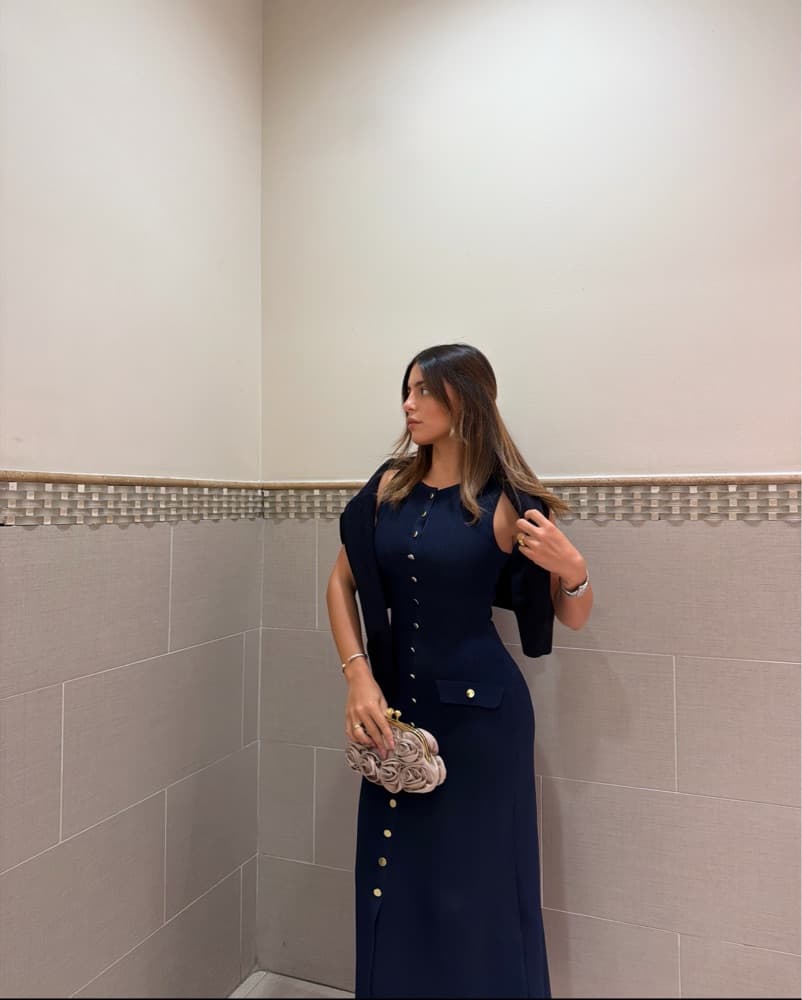 Navy Dress With Gold - Image 1