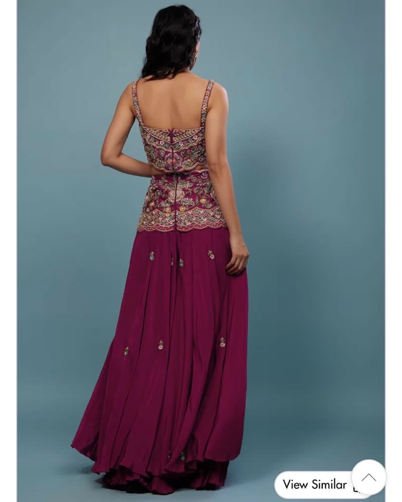 Plum Purple Embroidered Jumpsuit In Sati - Image 3