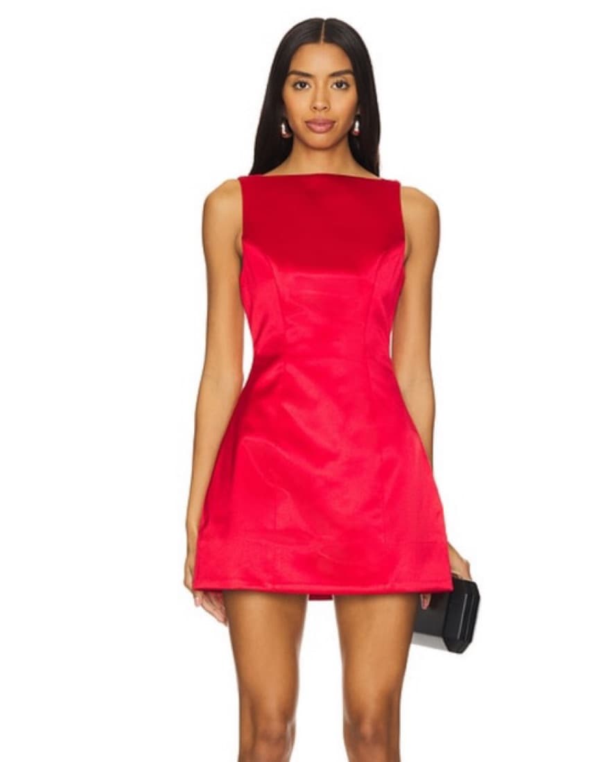 Retrofete Livie Red Satin Mini Dress - Image 1