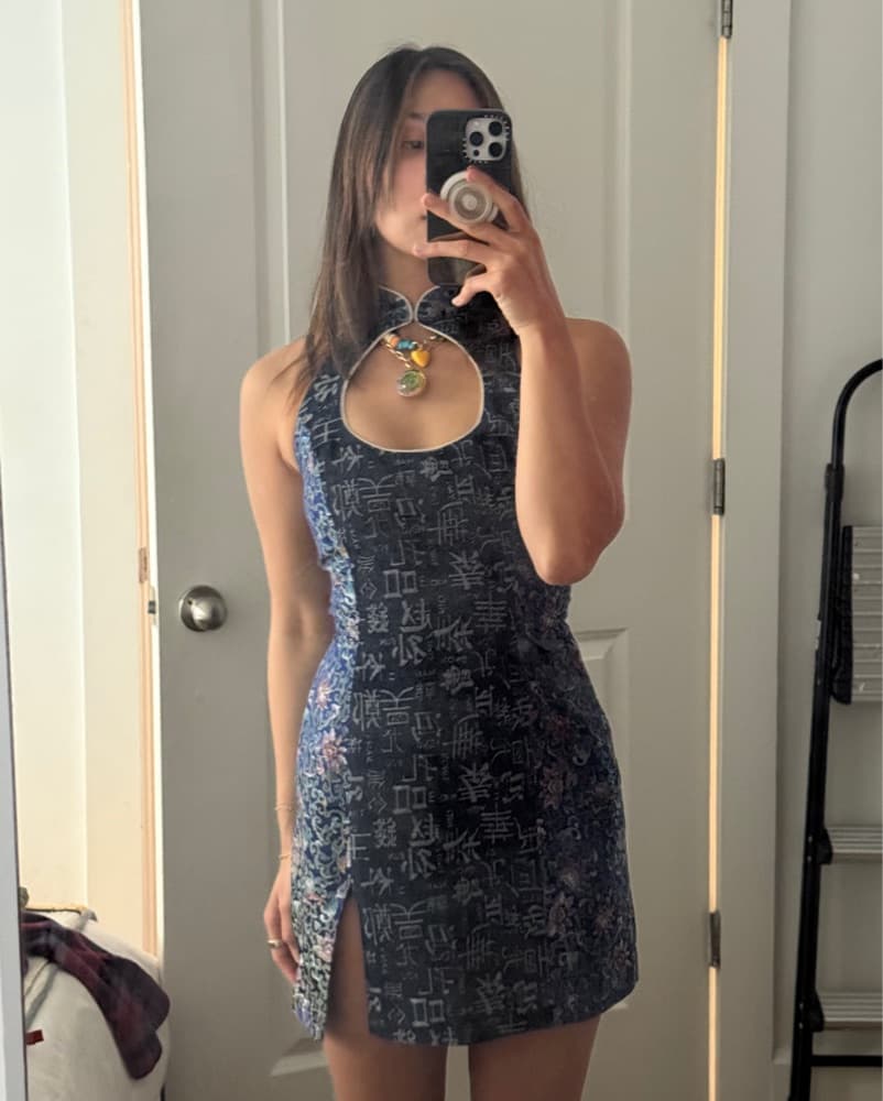 Kim Shui Mini Denim Brocade Dress - Image 5