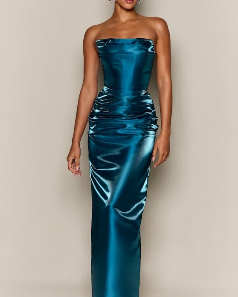 Moda Glam Talia Blue Corset Gown - Image 1