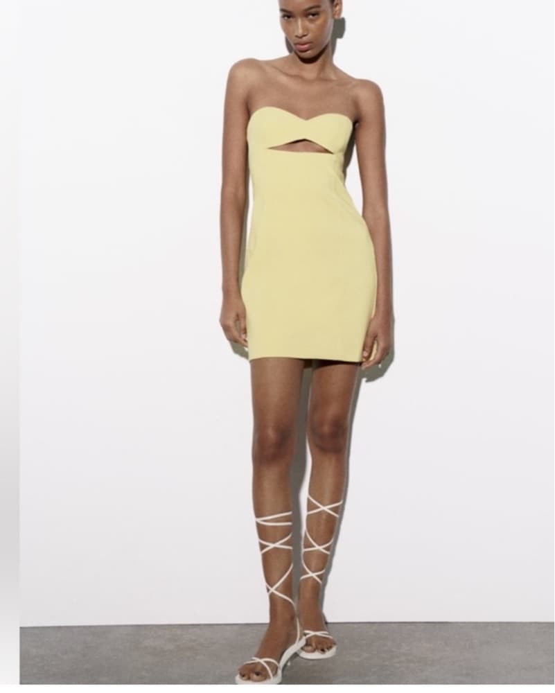 Vibrant Yellow Strapless Mini Dress - Image 2
