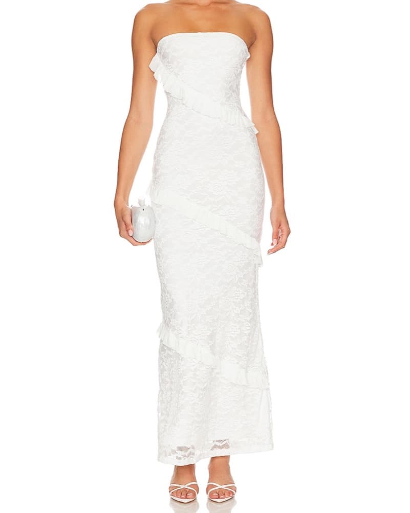 White Lace Strapless Dress - Image 1