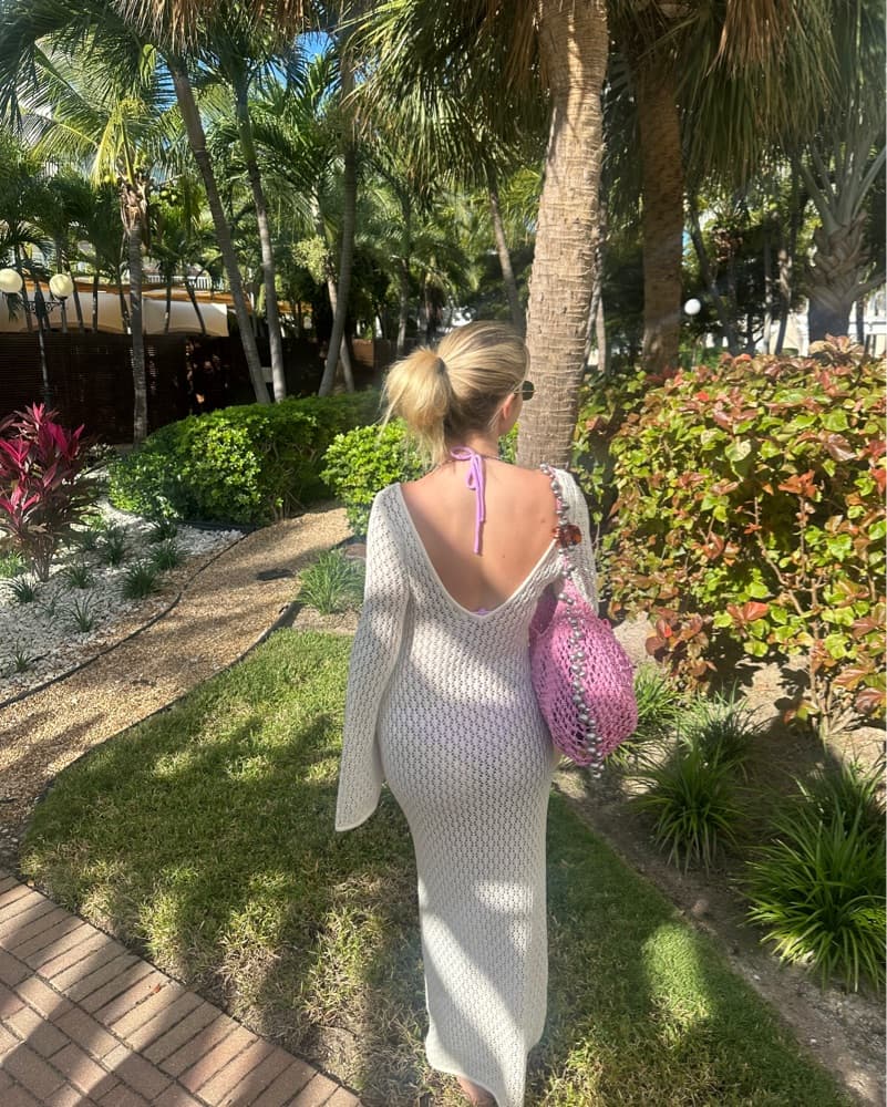 White Maxi Crochet Dress - Image 4