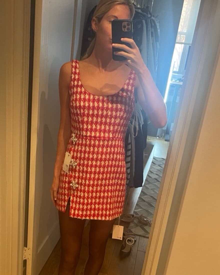 Self portrait Checked Boucle Mini Dress - Image 4