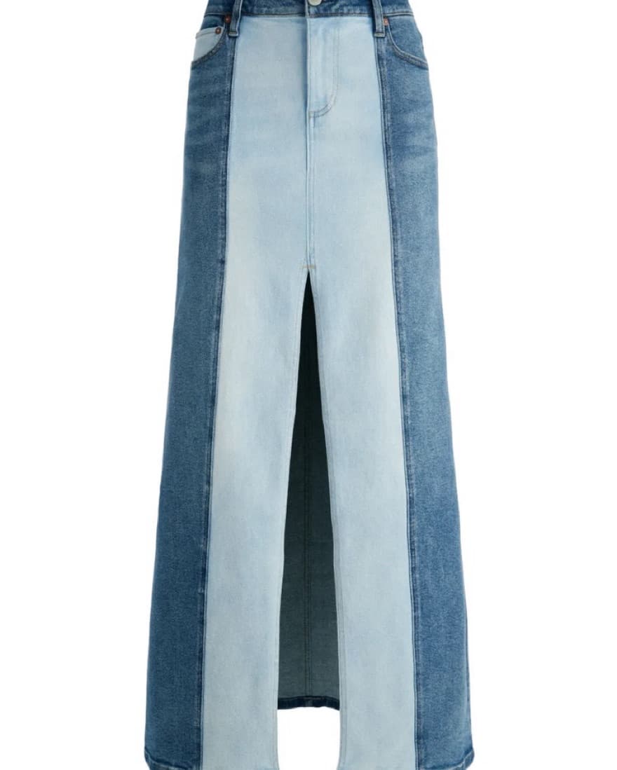 Alice + Olivia Two Tone Denim Maxi Skirt - Image 4