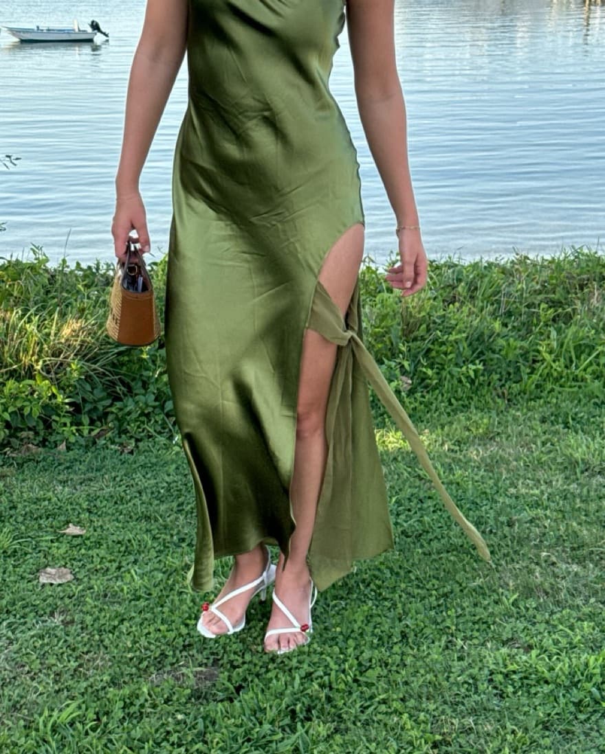 Formal Green Silk Dress  - Image 4