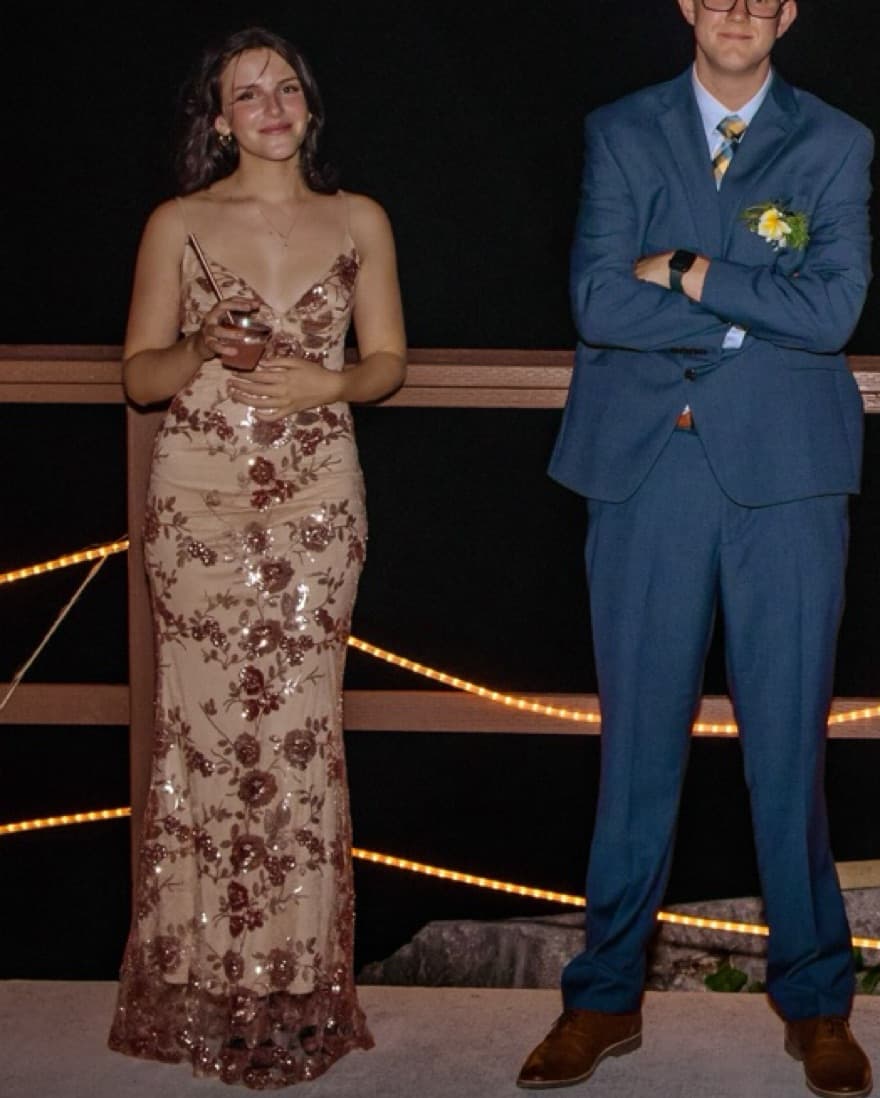 Rose Gold Pattern Sequins Formal Dress - Image 2