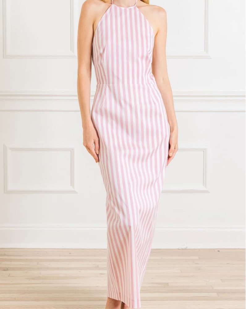 Bernadette Pink Striped Formal Dress - Image 1