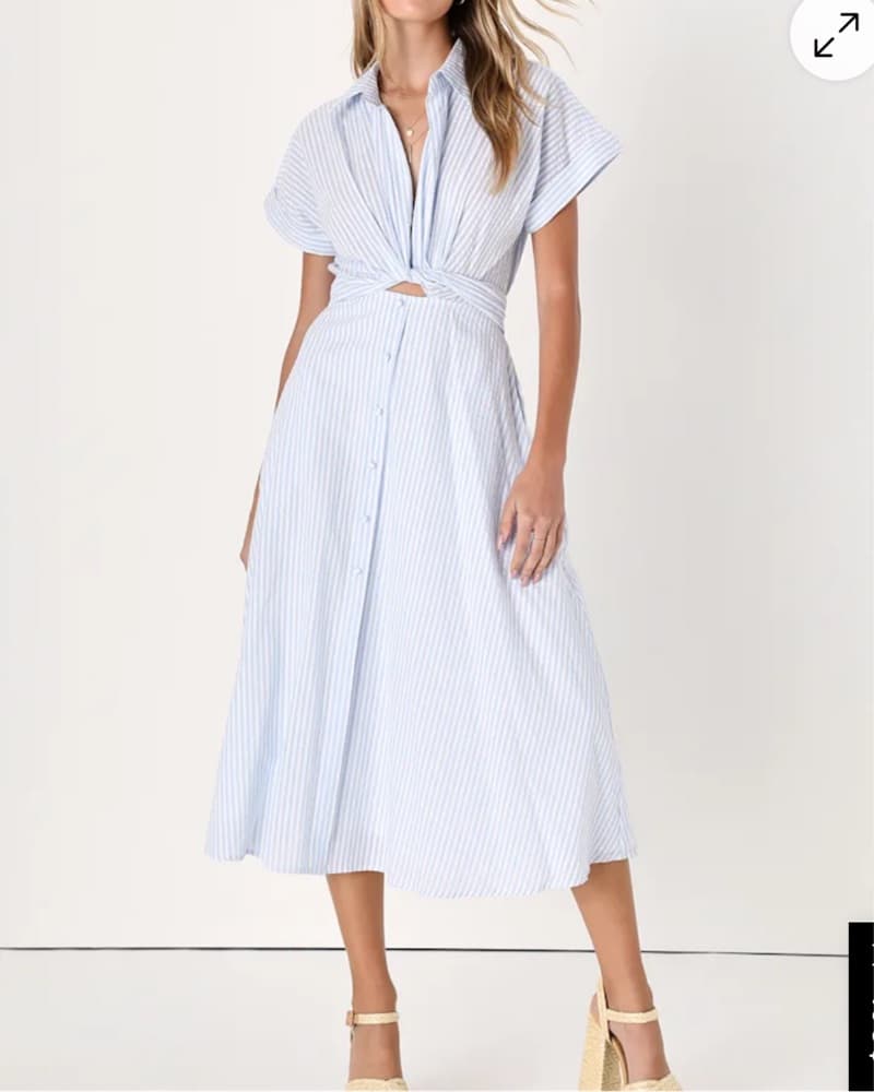 Striped Midi Shirtdress - Image 1