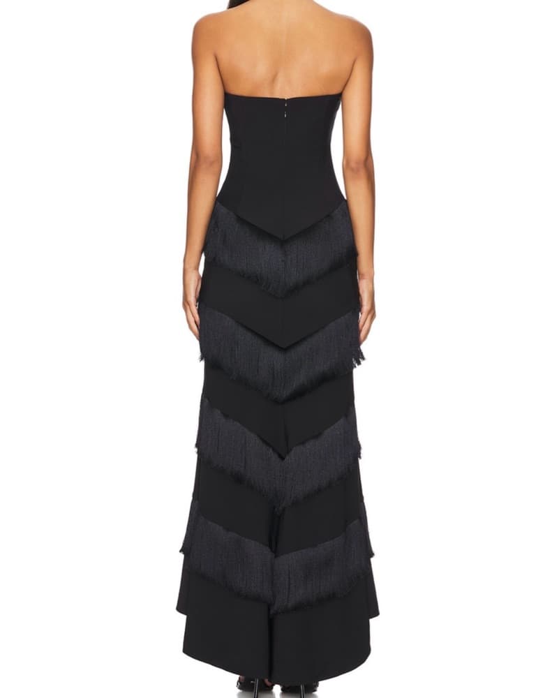 Hera Fringe Maxi Dress in Black - Image 3