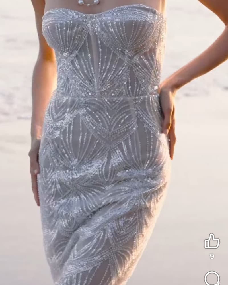Bronx & Banco white Blush/Silver Sequin Gown S  - Image 5