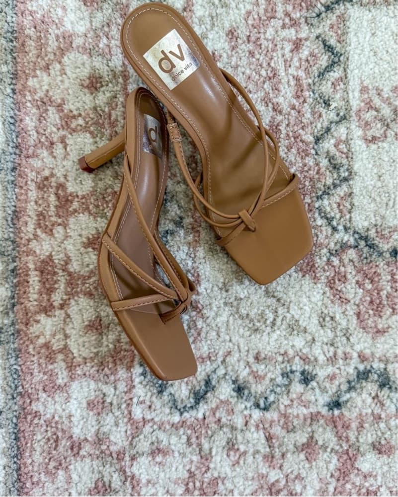 Strappy Kitten Heels Caramel - Image 3