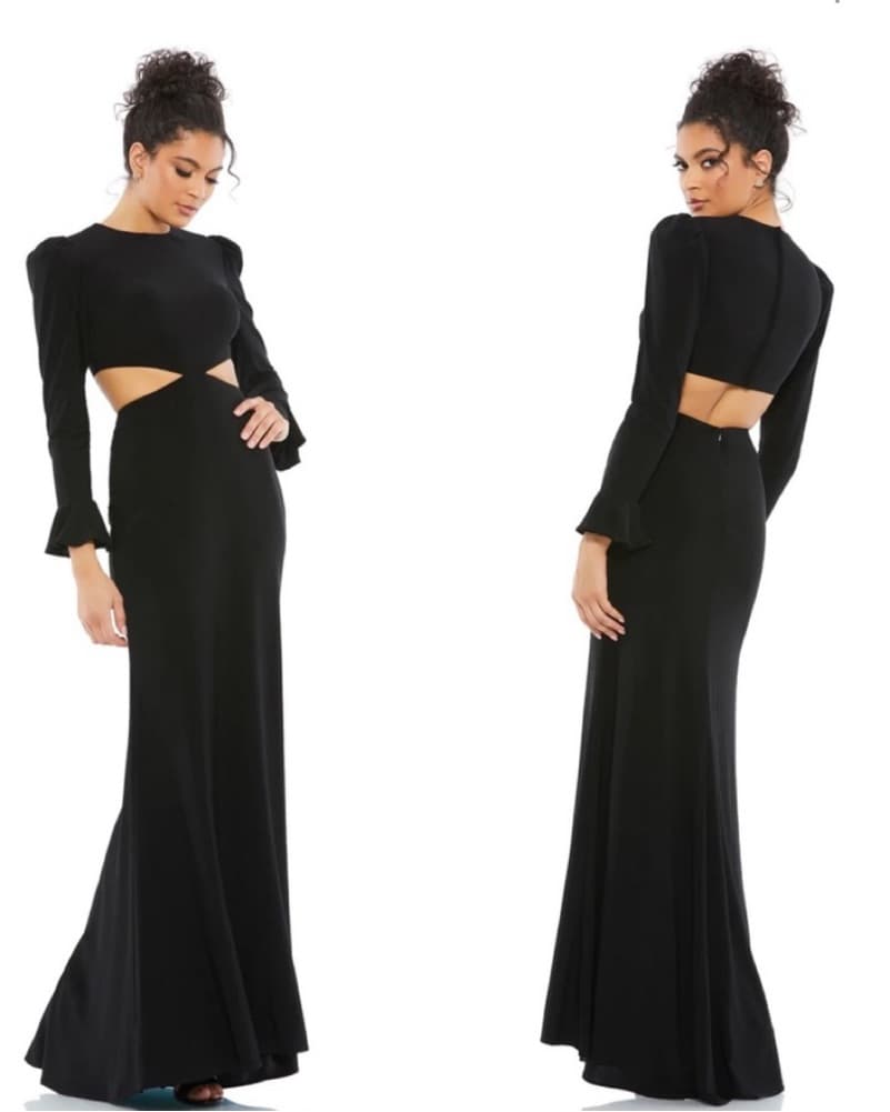 Mac Duggal Long Sleeve Black Gown  - Image 2
