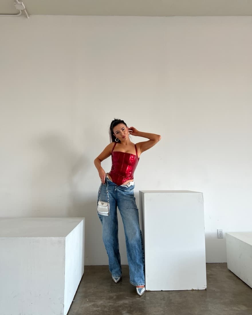 Laquan Smith Red Bustier Corset - Image 1