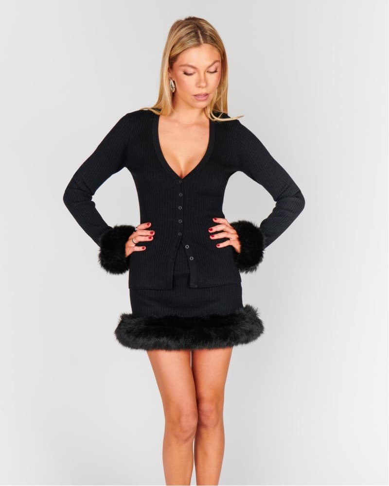 Ribbed Knit With Fur Trim Set - Image 1