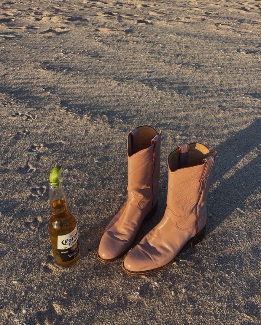 Light Pink Vintage Cowboy Boots - Image 1