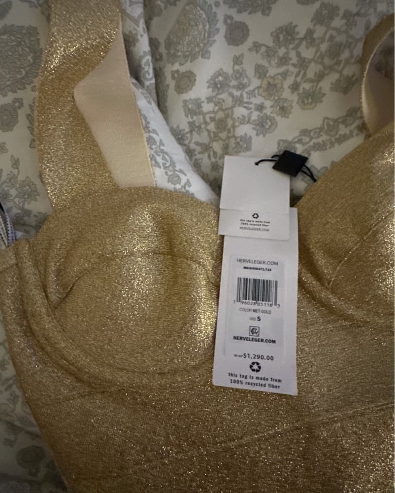 Hervé Léger Gold Mini Dress - Image 4