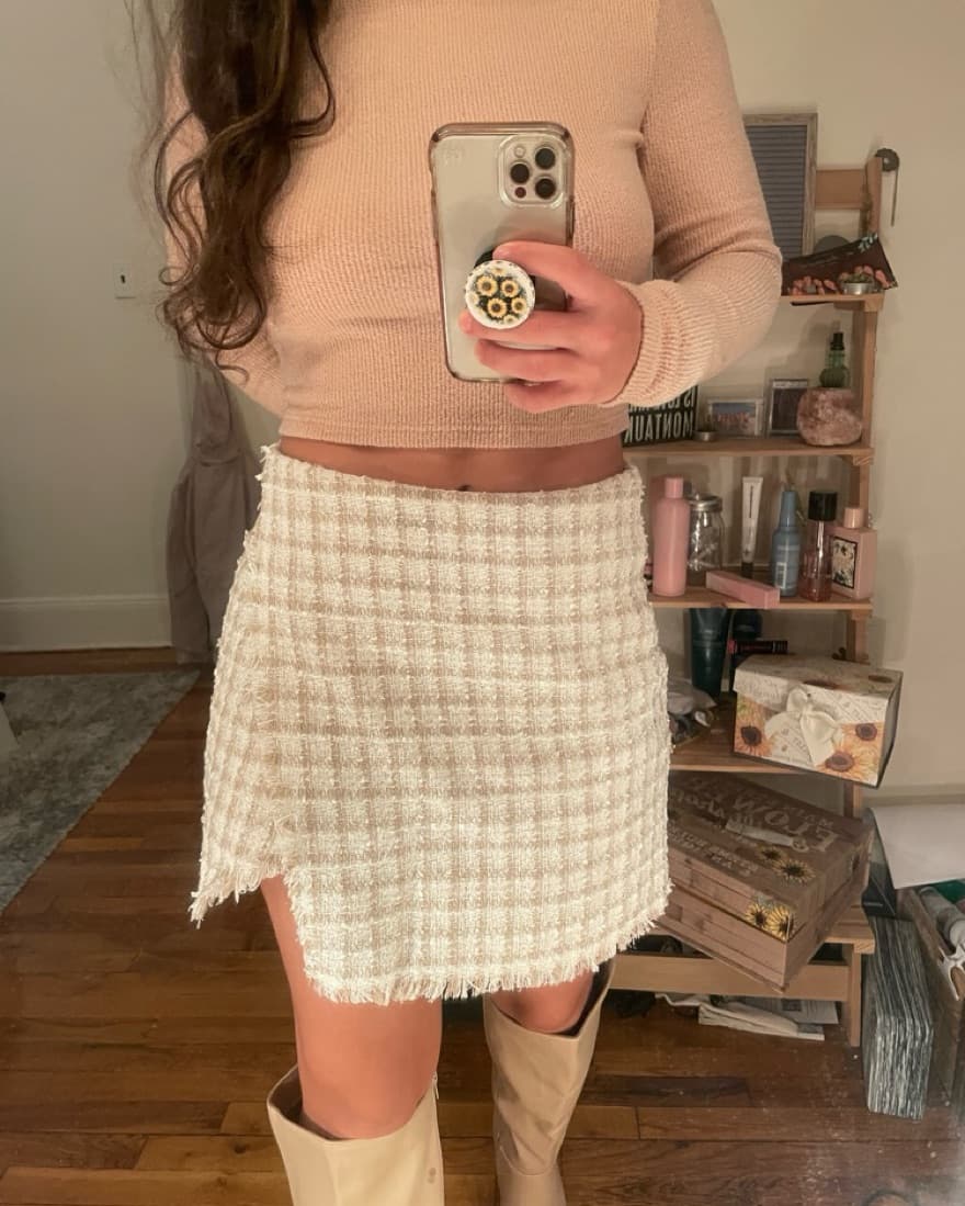 Tweed Plaid Skirt - Image 2