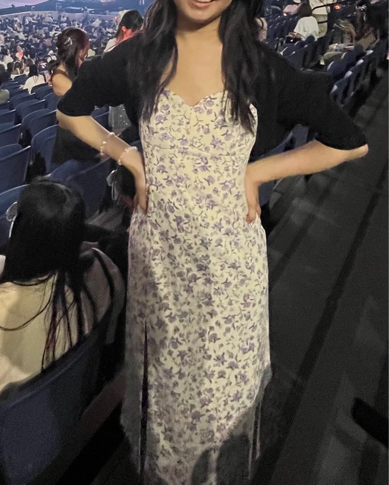 Midi Purple Floral Dress - Image 1