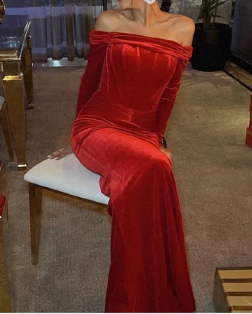 Abyss By Abby Red Velvet Gown  - Image 3