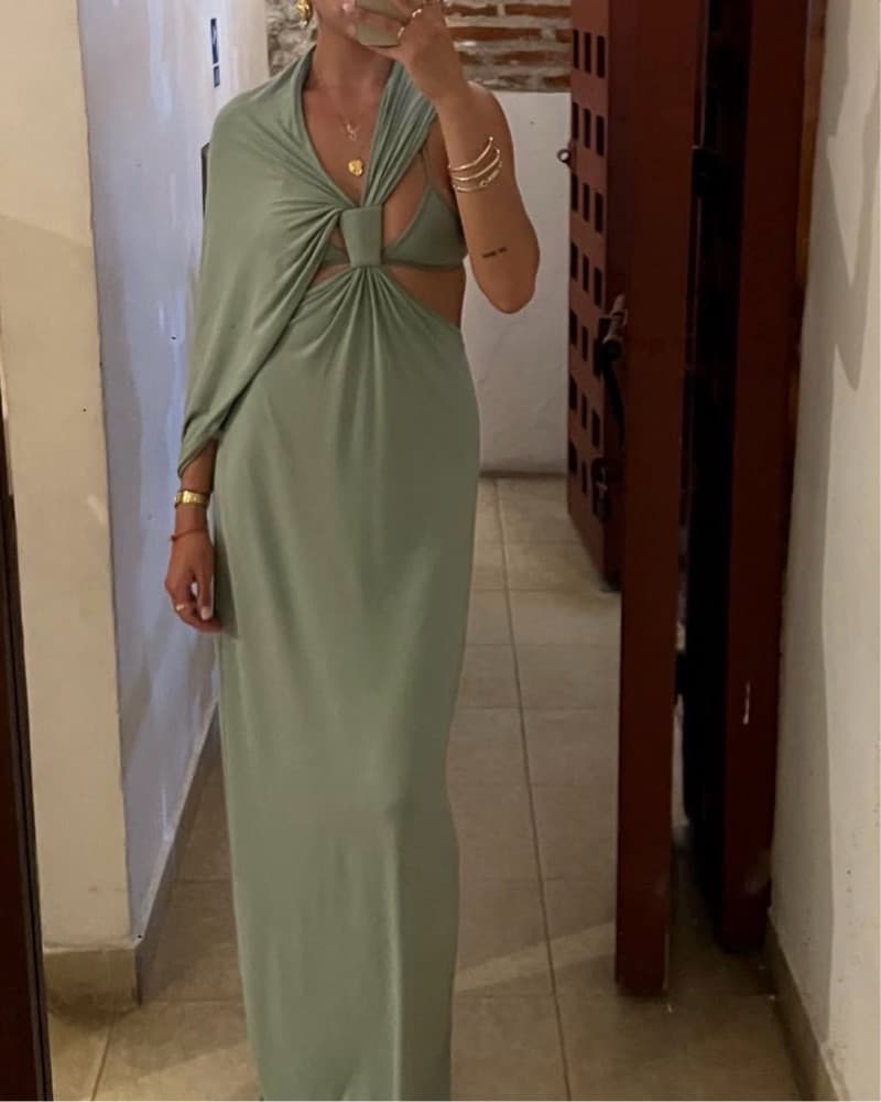 BEVZA asymmetrical Cape Dress - Image 1