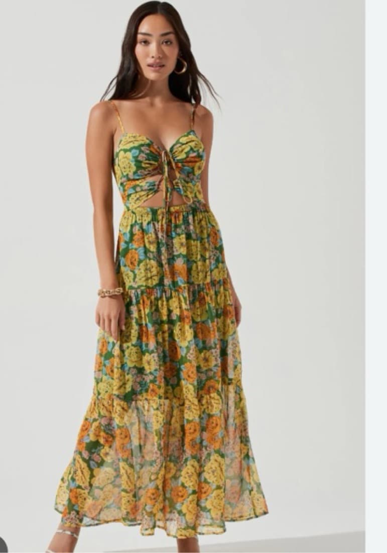 Green And Yellow Floral ASTR Maxi Dress - Image 1