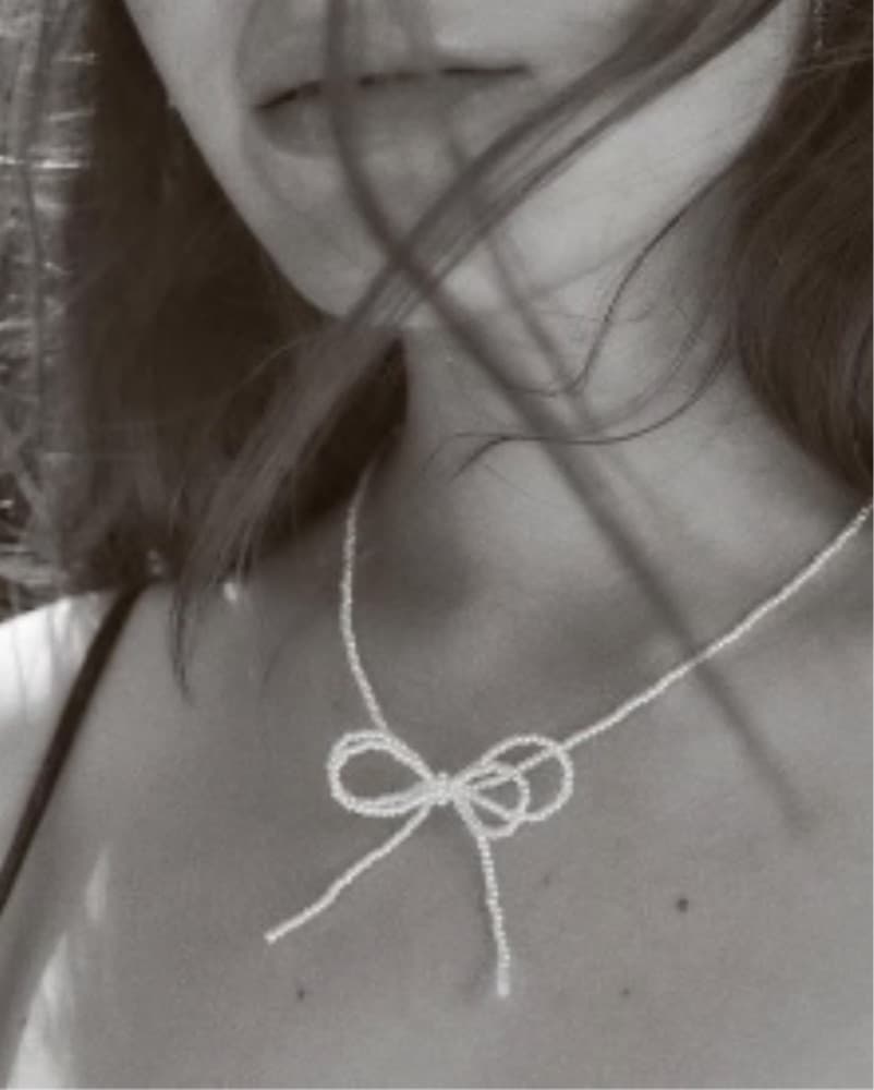 ZARA Gentle Pearl Bow Necklace - Image 1