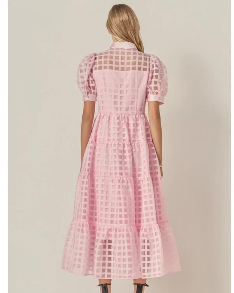 Gridded Organza Tiered Maxi Dress  - Image 4