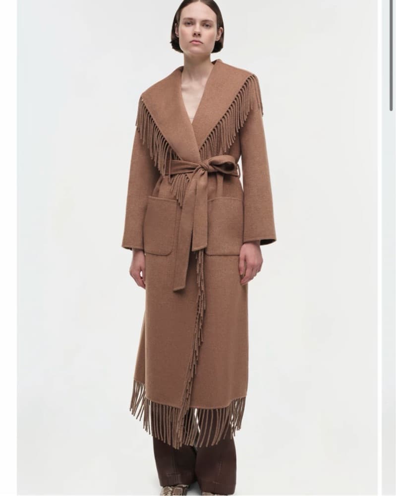 SIMKHAI Fringe Wool Coat - Image 1