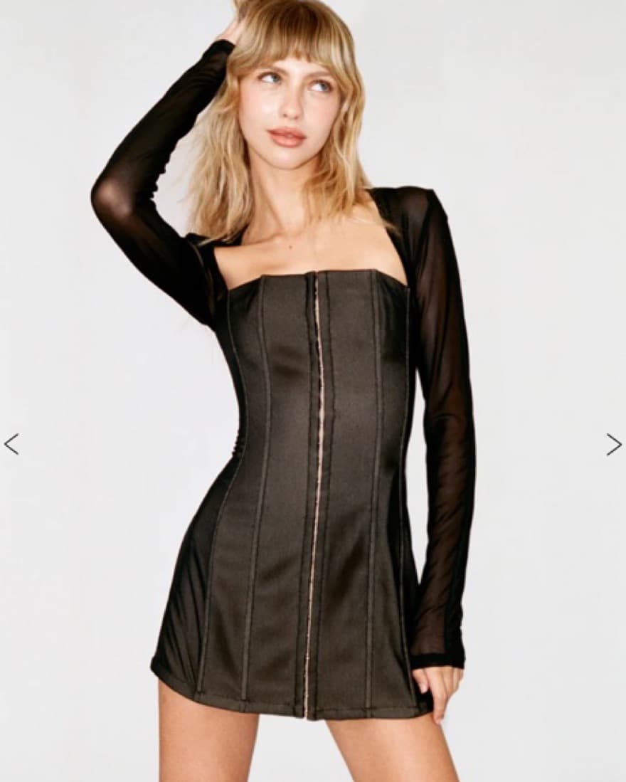 WITH JEAN Long Sleeve Black Corset Dress - Image 1