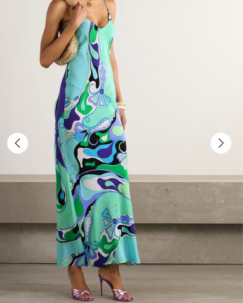Pucci Crepe De Chine Gown Blue Green - Image 1