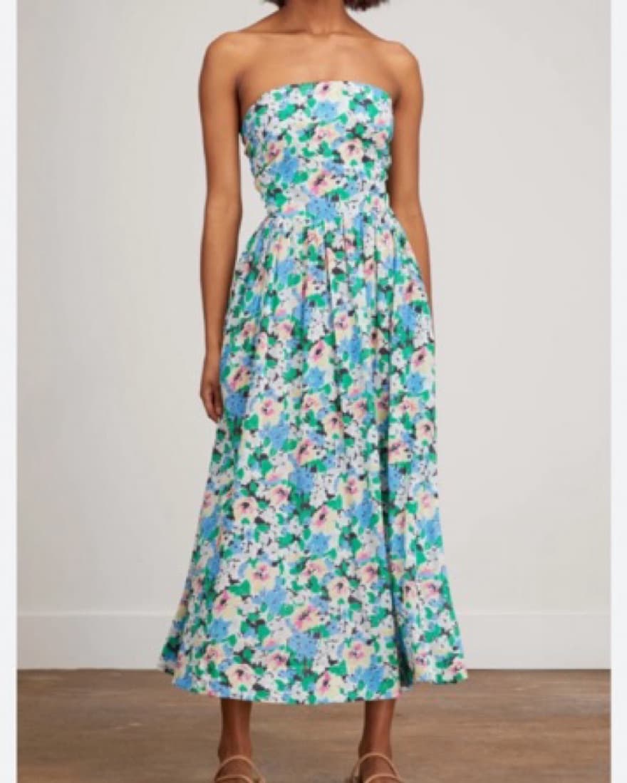 Ganni Floral Strapless Dress - Image 1