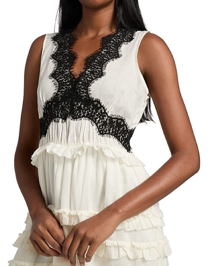 Sea Anise lace Trim Frill Midi Dress - Image 2