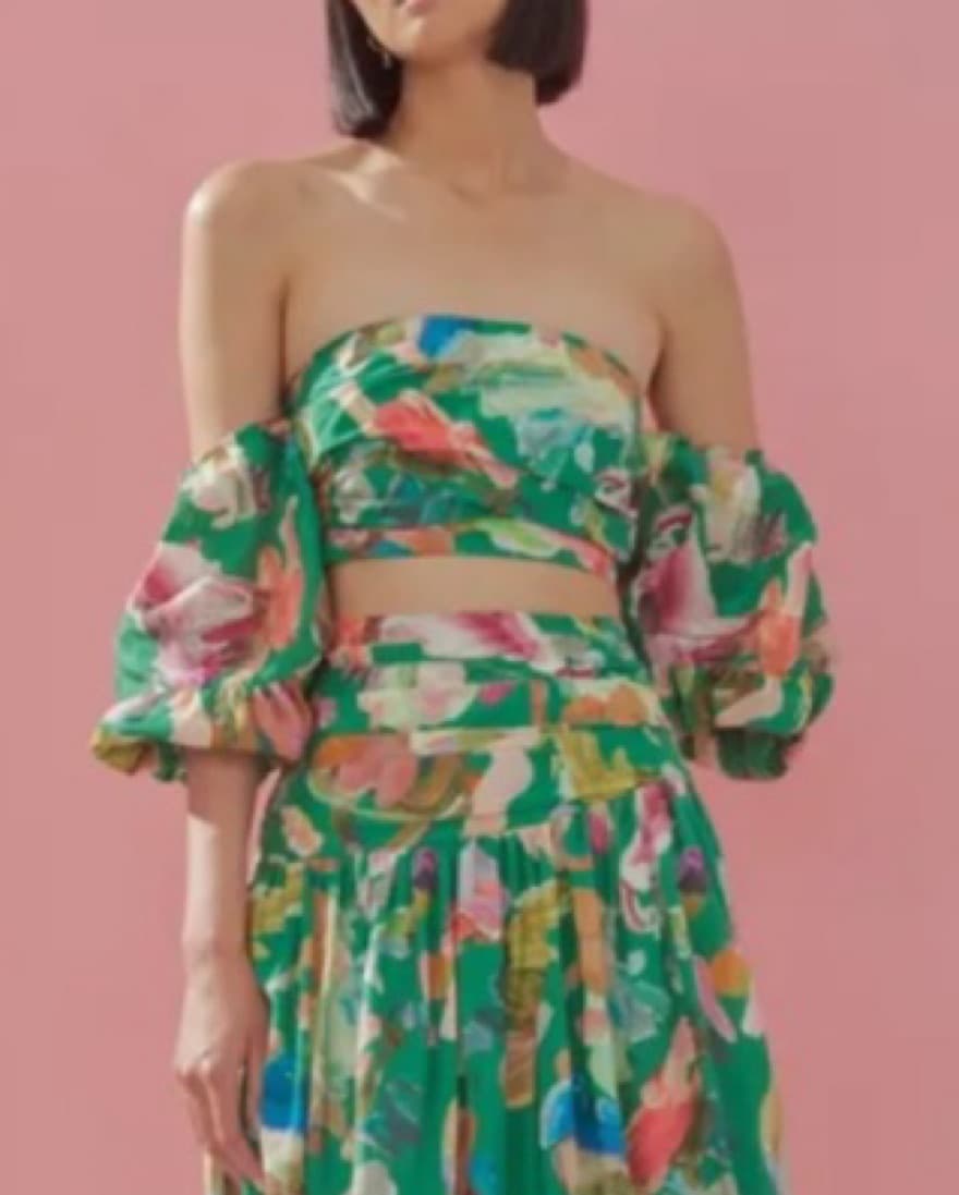 Green Abstract Alemais skirt Set - Image 2