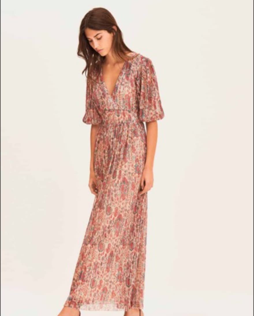 Ba&sh Maxi Athena Red & Gold Thread Maxi - Image 1