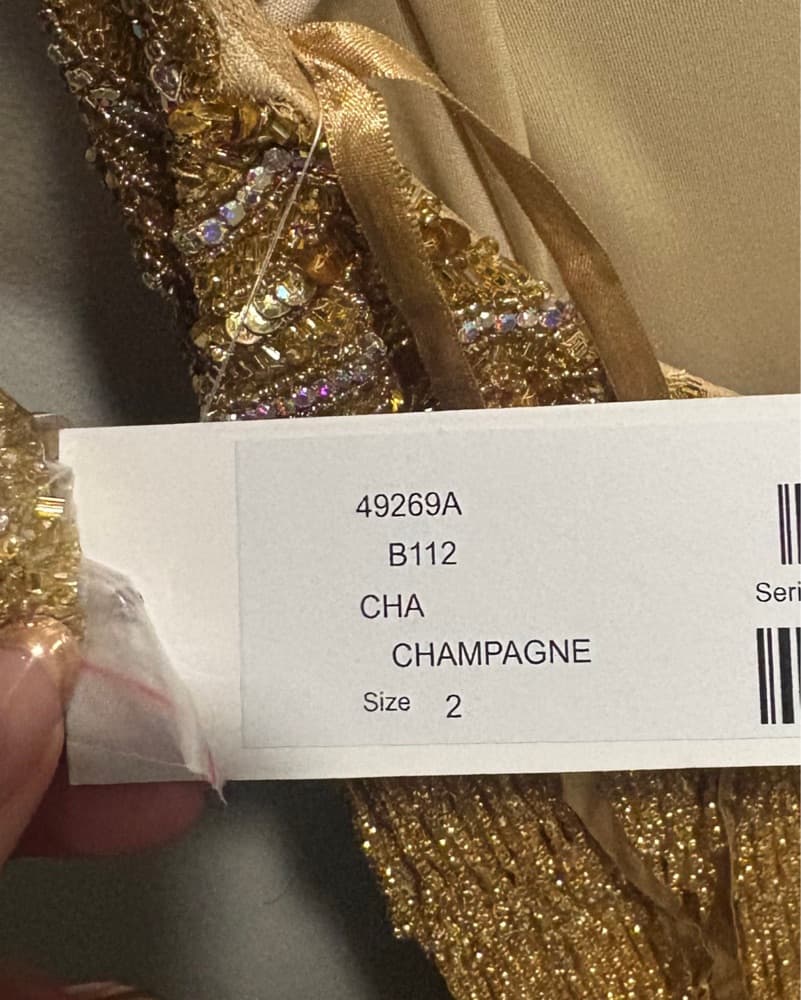 Jovani Gold Fringe Gown  - Image 4