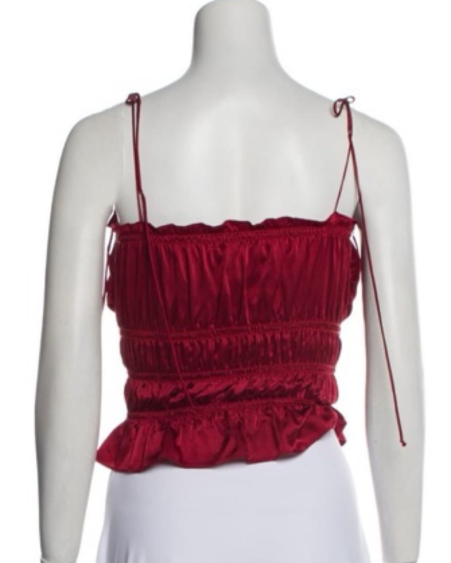 Red Silk Reformation Tank Top With Ties - Image 3