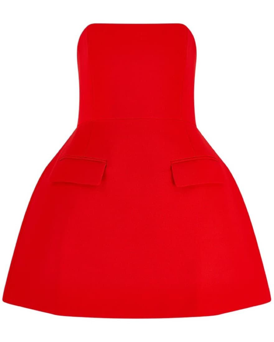 Red Strapless Mini Dress - Image 2