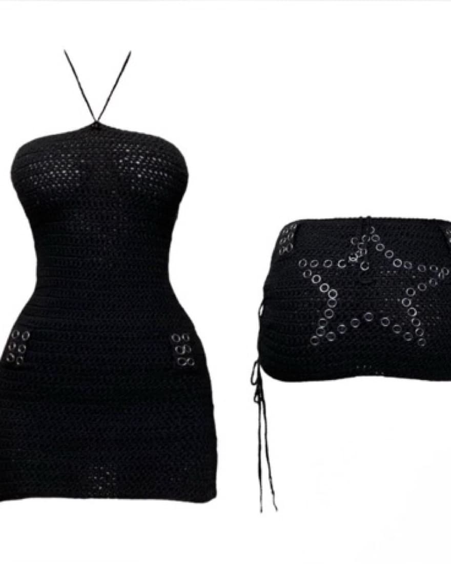 Burgundy Crochet Mini Dress  - Image 2