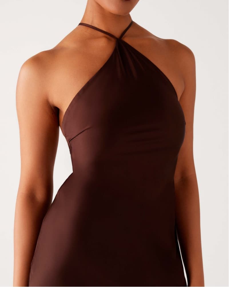 Brown Halter Maxi Dress - Image 4