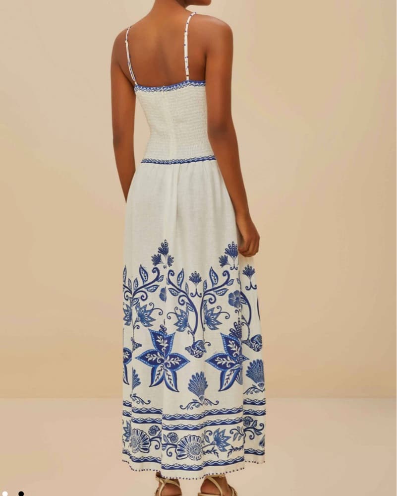 Farm Rio Blue&White Floral Midaxi Dress - Image 2