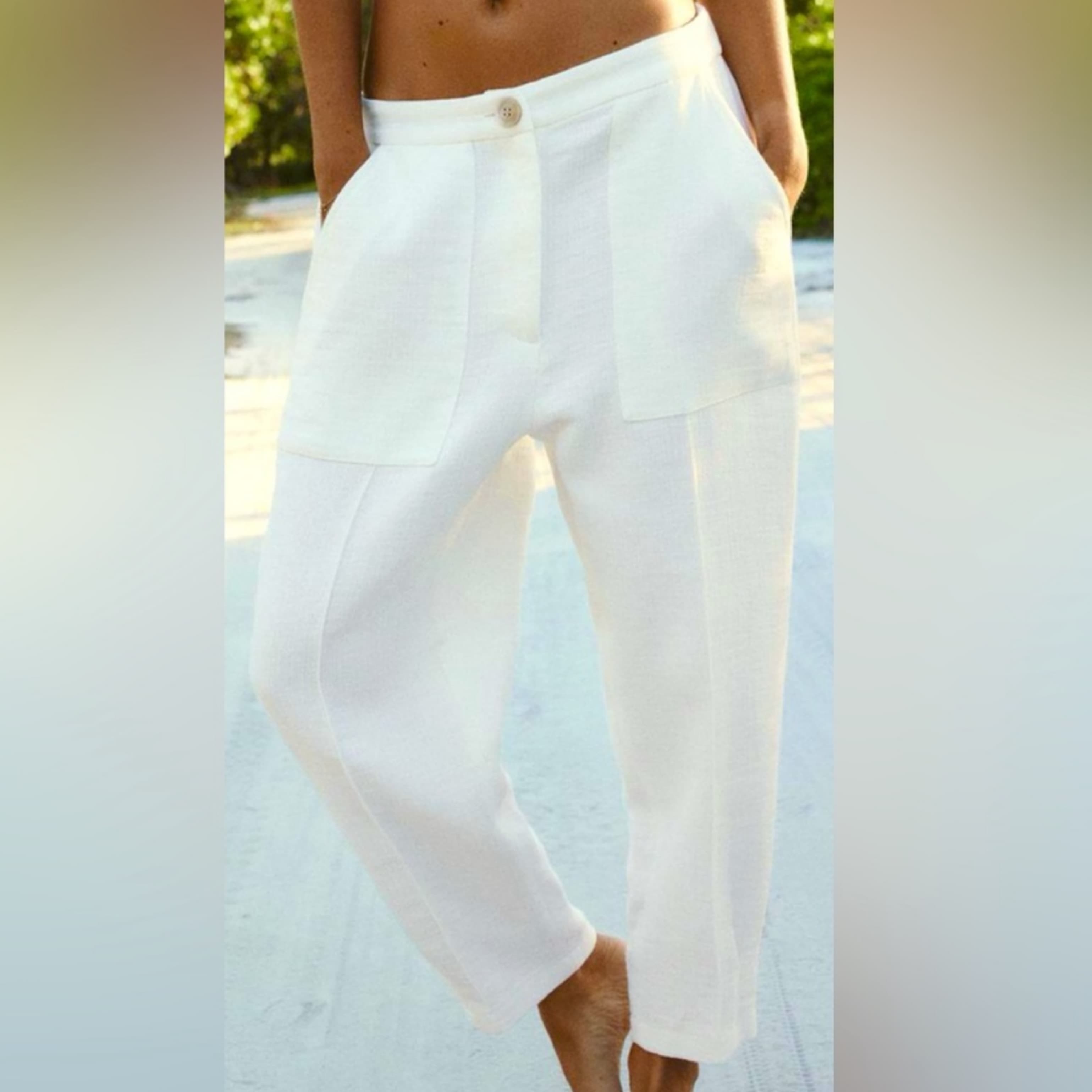 Zara Rustic Texture Wide Leg Pants - Image 6