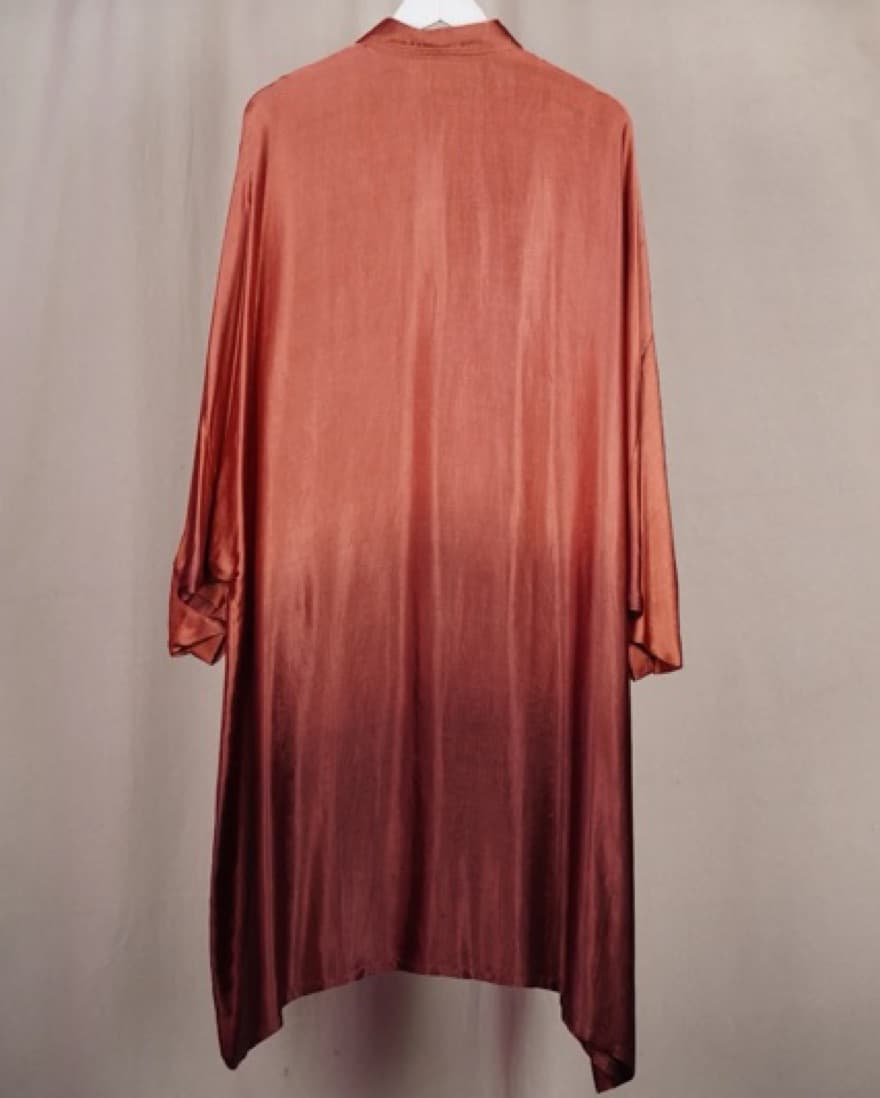 Satin Hand Dyed Shirt Dress - Image 4