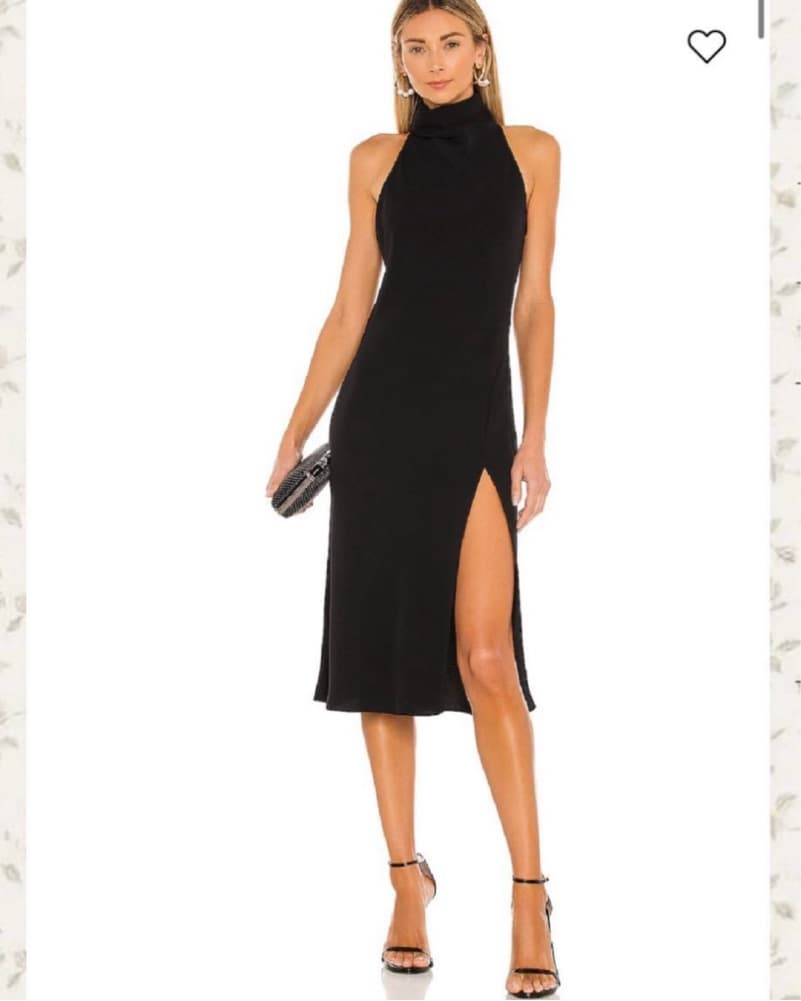 Sleek Black Halter Midi Dress - Image 2